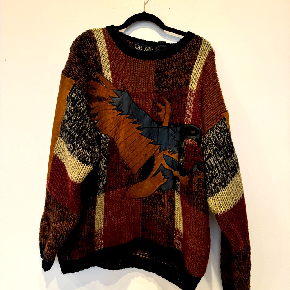 Vintage Street Scenes eagle sweater size M